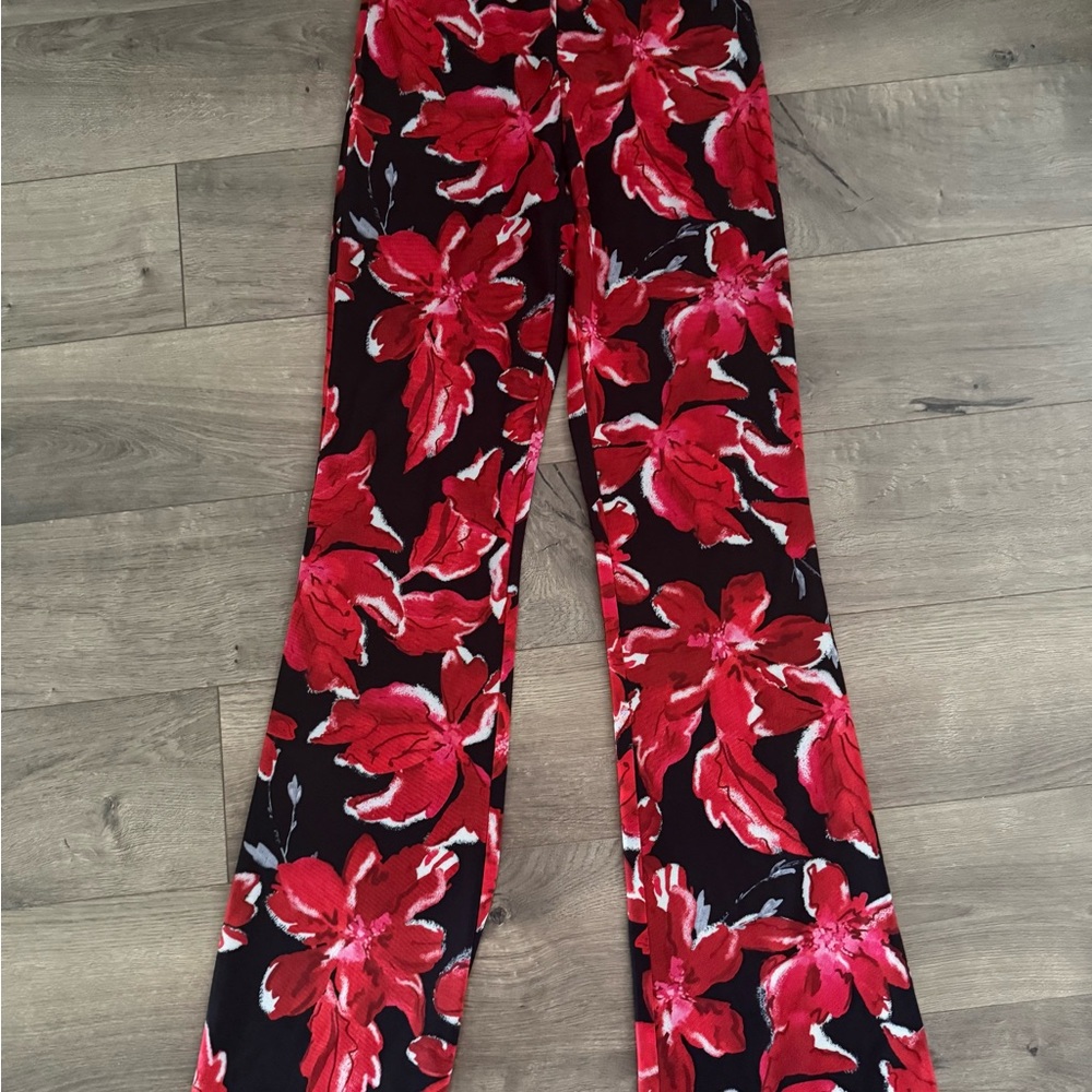White Fox Boutique Red Floral Wide Leg Pants
